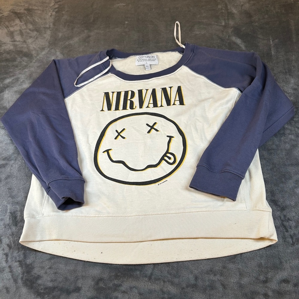 Cotton On Nirvana Graphic Sweatshirt Crewneck Pullover Band Tee Adult Large